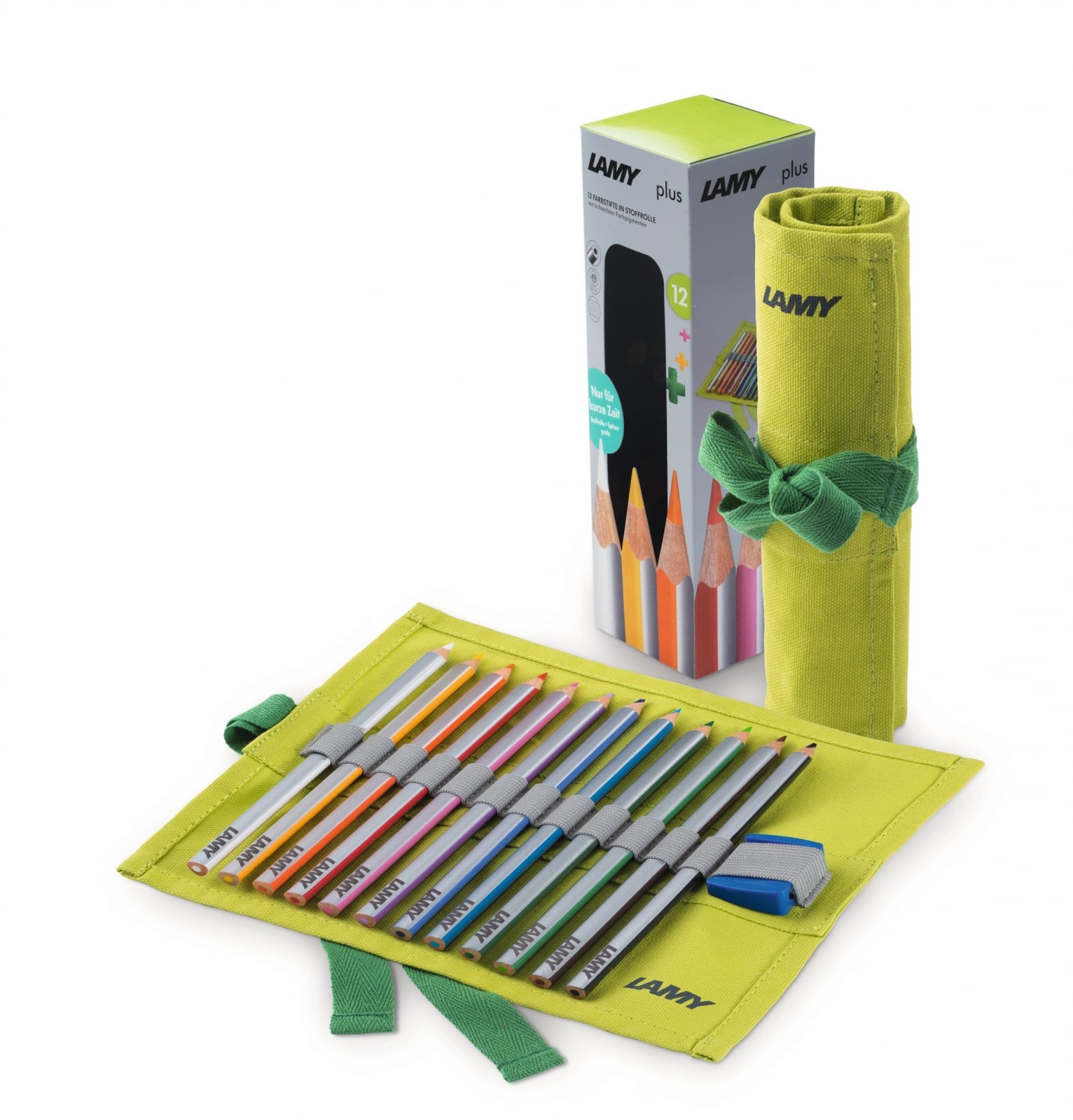 Lamy Plus 1226068 12 Colouring Pencils in Fabric Roll, Green Colouring pencils,