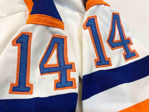 Vintage Doug Laurie Edmonton Oilers #14 NHL Hockey Jersey Sz M White Canada FLAW - Picture 6 of 9