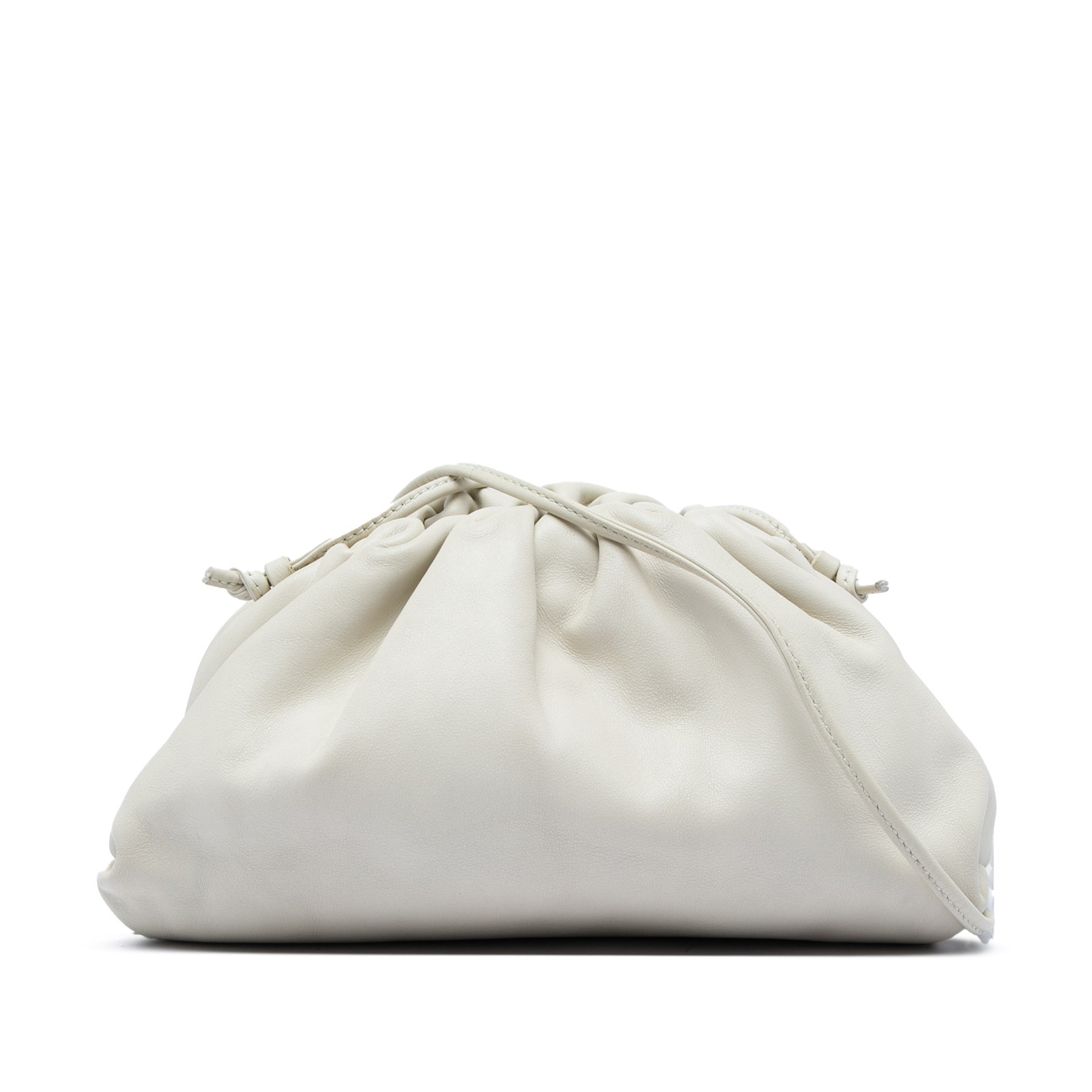 Bottega Veneta Lambskin The Mini Pouch Crossbody Pre-Loved Off White