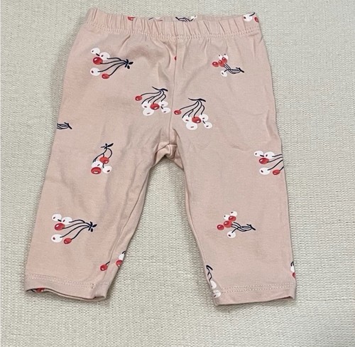 babyGap Girls 0-3M Pink Cherry Print Pull On Knit Leggings Elastic Waist