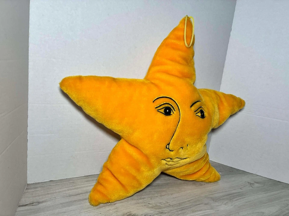 Vintage Salamander Graphix Celestial Yellow Star Face Pillow 21” - Image 4 of 4