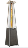 electriQ Pyramid Flame Tower Outdoor Gas Patio Heater - Brown Rattan