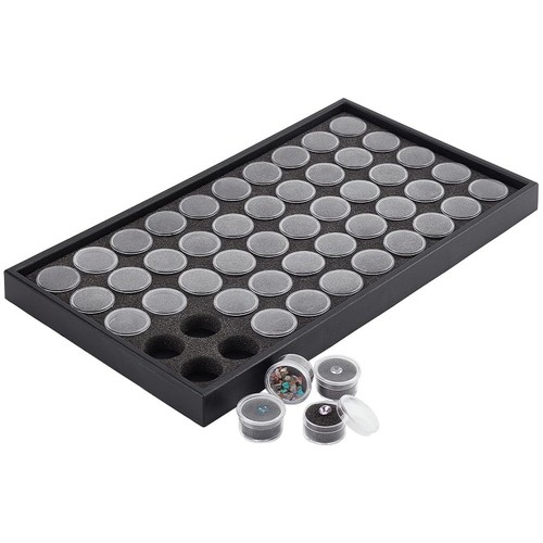 50 Gem Display Case Diamond Gemstone Storage Box Small Round Plastic Containe...