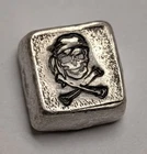1 oz .999 Silver MK Barz Pirate Skull & Cross Bones Cube Bar ~ Aye Matey