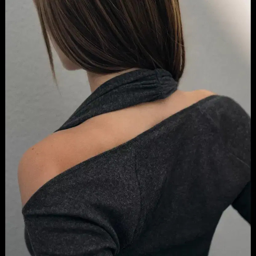 Zara Shoulder-baring Double T-Shirt Gray Slim Fit thumbnail 4