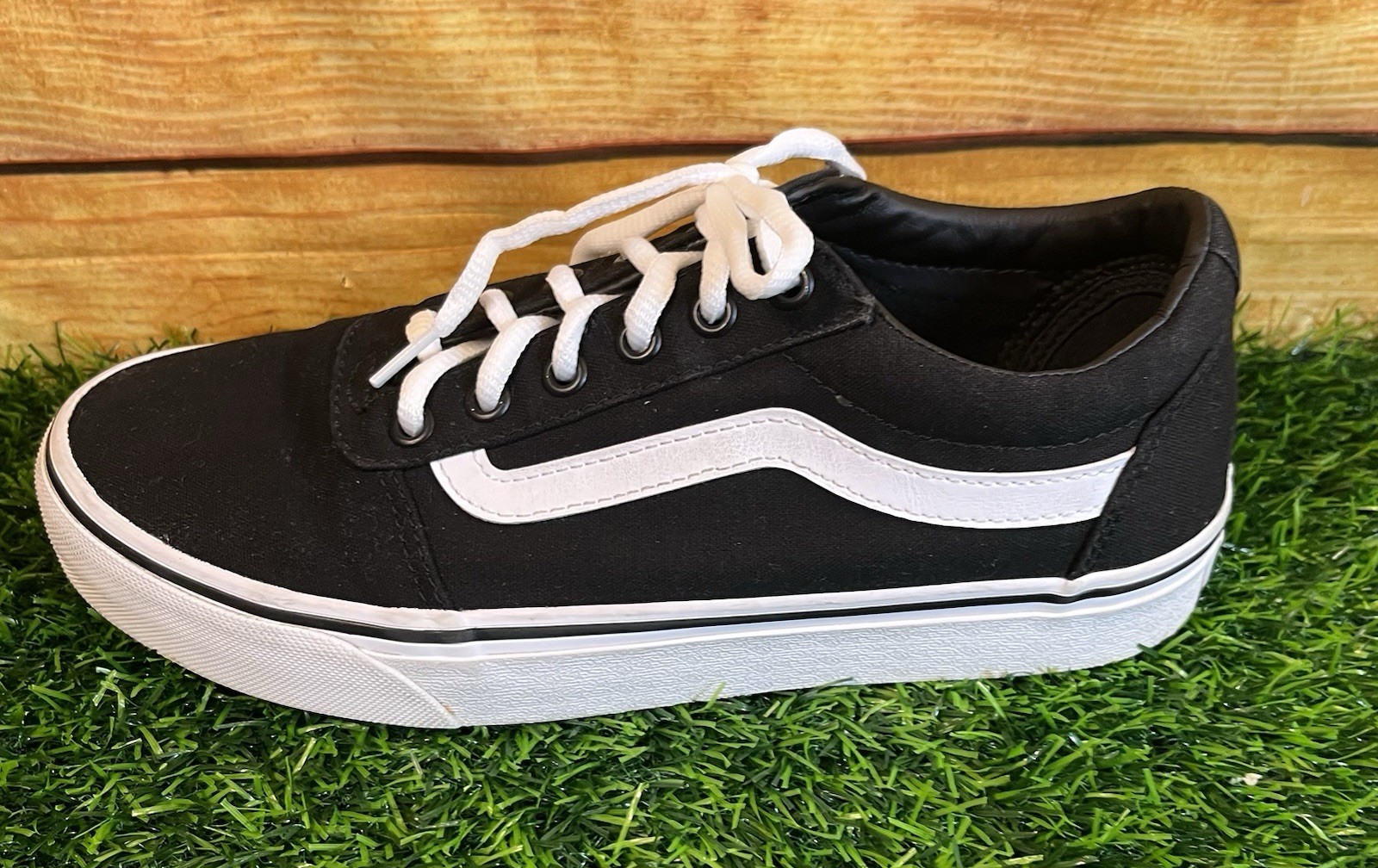 Vans Off The Wall Sneakers Women 8.5 Black Canvas Low Top Skateboard Read Fully thumbnail 2