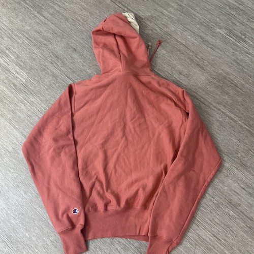 Vintage Champion Reverse Weave Hoodie Salmon Pink Hooded Pullover Sweatshirt - Picture 6 of 11