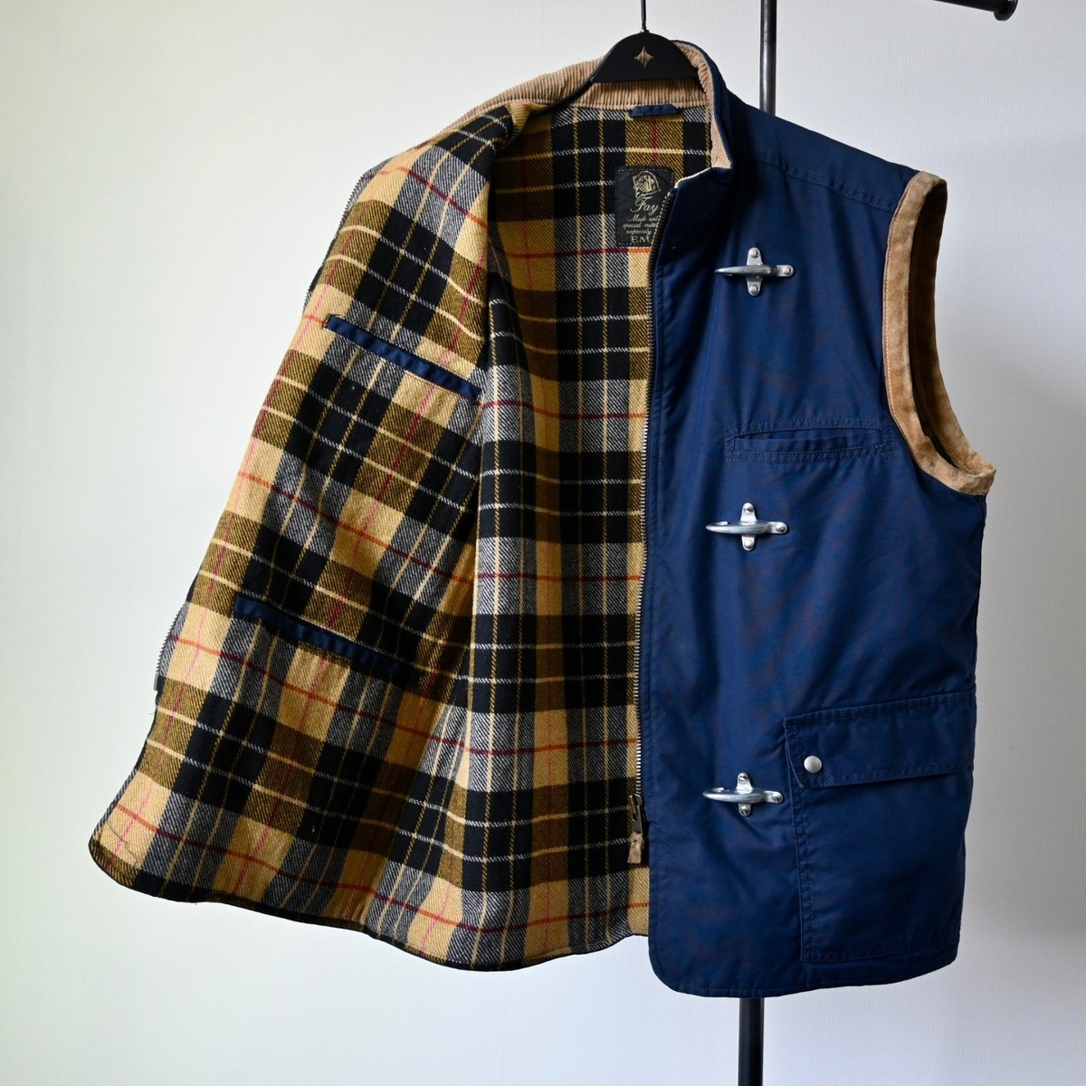 Vintage 1980-90s Fay EMA fireman over vest, dark blue, made in