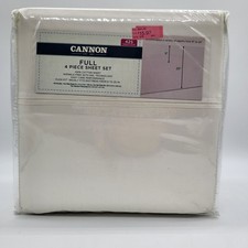 Cannon Full White 4 Piece Sheet Set 100 Cotton Flex Fit Easy Care 425 Thread Ct