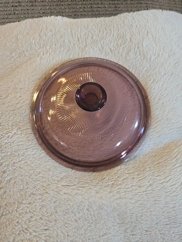Vintage Pyrex Corning Vision 6.25" V1C Cranberry Glass Replacement Lid With Lip