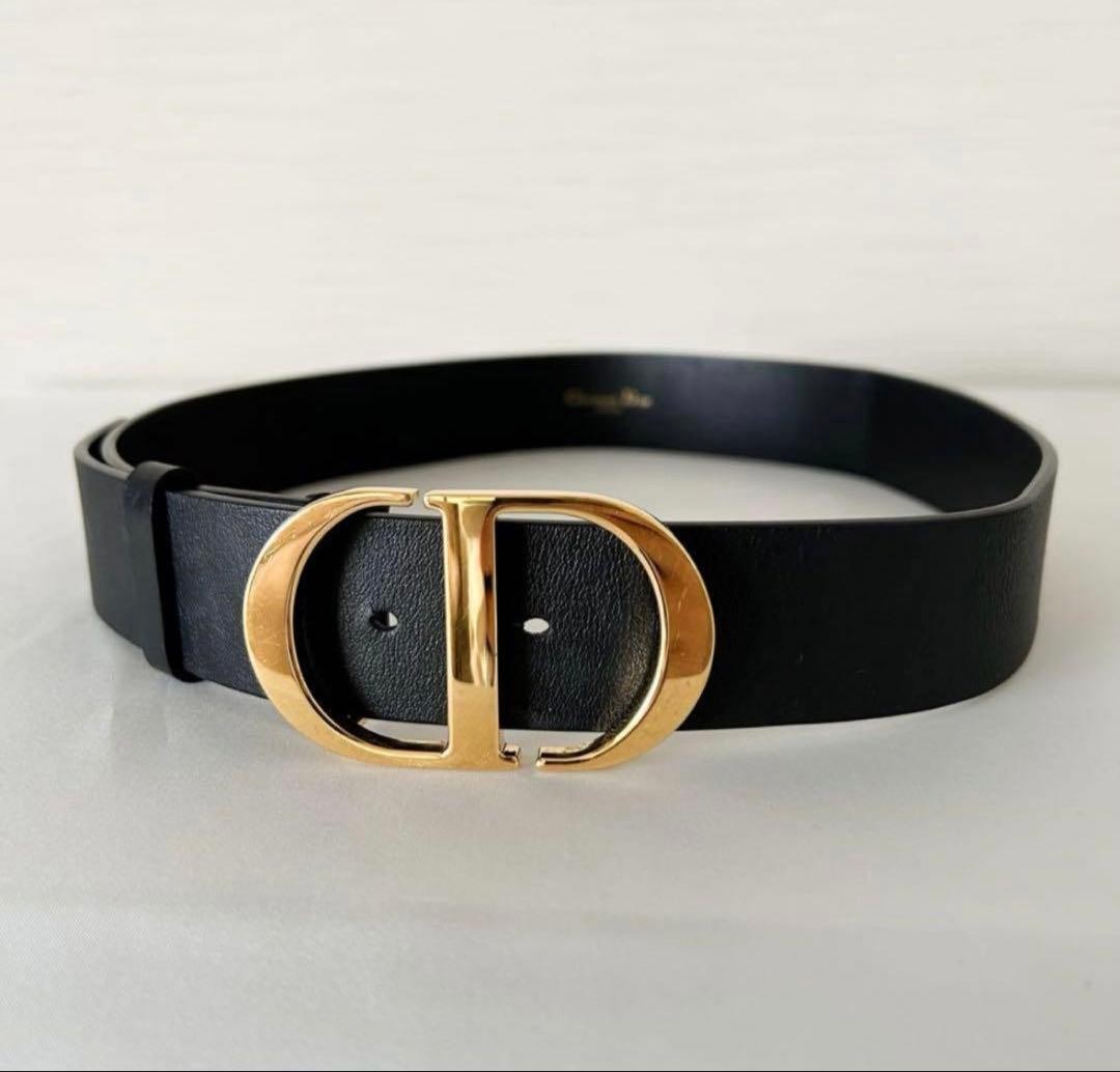 CD Logo Buckle Black x Gold Leather Unisex belt | eBay
