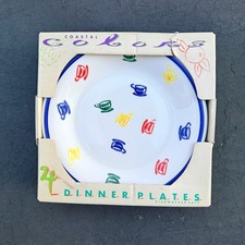 Tre Ci Italian Ceramic Dinner Plates 10.25” Set 4 hand-painted Cafe Coffee Mug