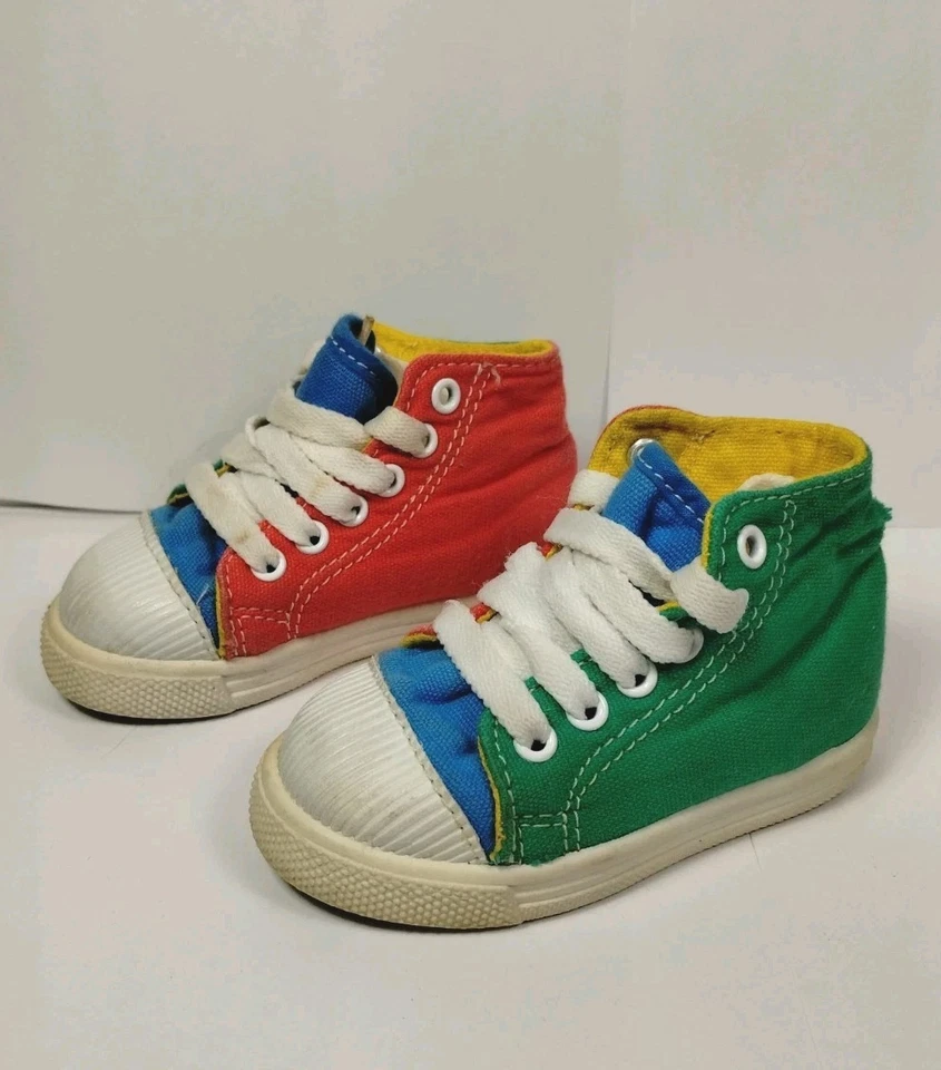 Zapatos Tenis Bebé Coloridos Años 90 De Colección Talla 3 EE. UU. Foto 2 de 4