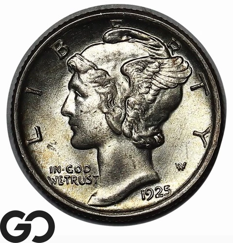 1925 Mercury Dime, Lustrous Choice BU++