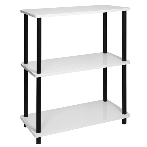 Bad-Standregal - weiß Hochglanz - schwarz - 76 cm Regal für Badezimmer - Bild 1 von 6