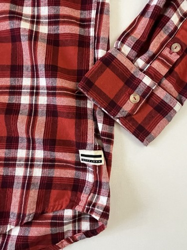 Sean John Red Plaid Flannel 3XL Men's Tailored Fit Button Shirt Long Sleeve 0010 - Picture 5 of 10