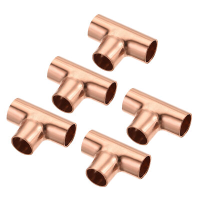 T-Stück Kupferfitting 3-Wege Schweißverbindung 3/8 Zoll ID, 5er Pack
