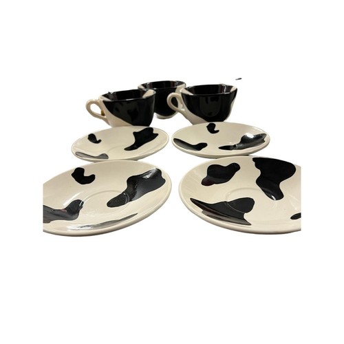 Pescado by Metlox California Pottery Black & White Cow Print Ceramic Bowl & Sauc - Picture 7 of 11