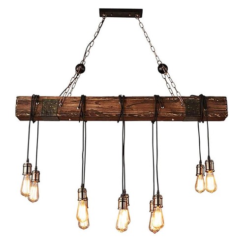 Farmhouse Lighting Vintage Wood Beam Industrial Chandelier Lighting Home Decor - Picture 3 of 9
