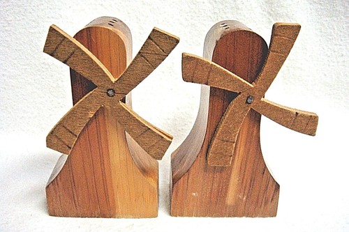 MULINO A VENTO olandese VINTAGE scuoti sale e pepe in legno - Foto 1 di 6
