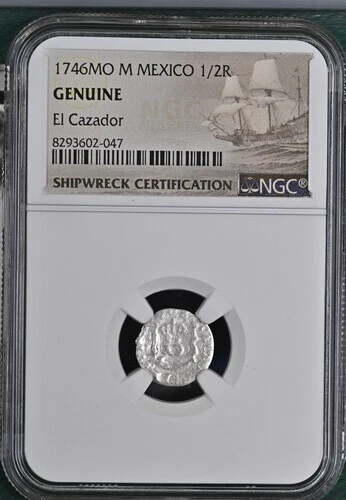 1746 El Cazador Shipwreck 1/2 Real NGC Genuine Mexico Silver Coin Mo M