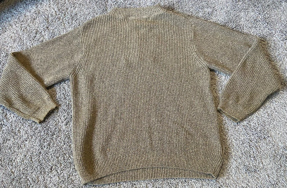 Suéter Tejido Eddie Bauer Hombres Mediano Hecho en EE. UU. Marrón Henley Botones de Metal Foto 2 de 4