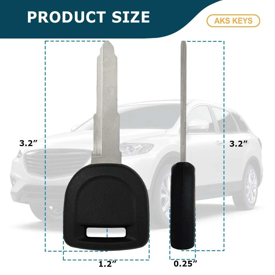 2 llaves transpondedor coche chip repuesto para Mazda 2 2011 2012 2013 2014 2015 Foto 3 de 4