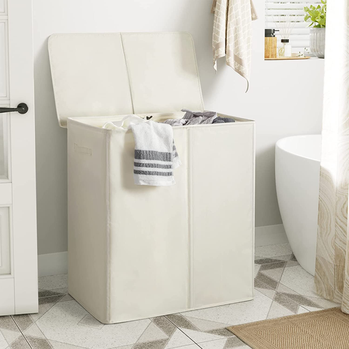 154L Double Laundry Basket with Lid and Removable Laundry Bags Large Collapsible - Picture 4 of 12