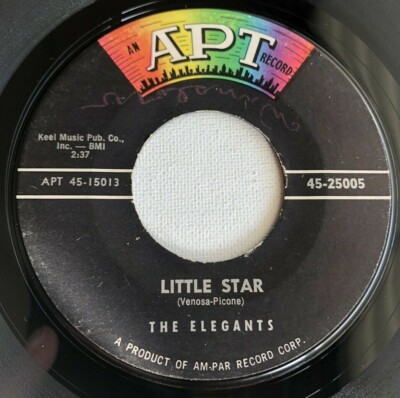 THE ELEGANTS, LITTLE STAR, APT #25005, DOO WOP 45 RECORD, 1958
