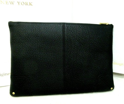 GiGi New York Uber Leder Clutch 9x13 NEU Reißverschluss Oberteil schwarz - Bild 3 von 10