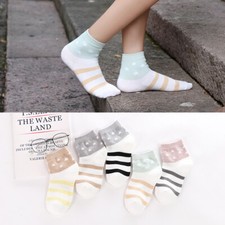 10 Pairs Womens Cotton Casual Sports Soft Breathable Socks Lot 5-9 Stars Stripe
