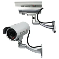 2 PCS IR Bullet Fake Dummy Surveillance Security Camera with Record Light-Silver