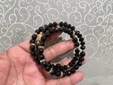 WOMEN BRACELET SPIRAL BKACK BUDDHA BEADS CRYSTAL NEW