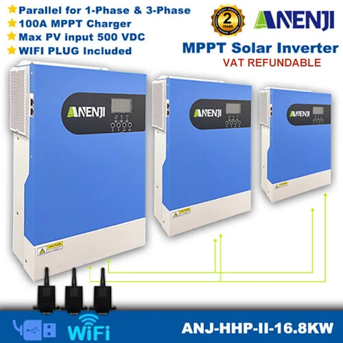 MPPT 16.8KW Solar Inverter Off-Grid Hybrid 48V 100A 1Phase&3Phase with WIFI Plug
