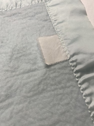 Vtg Light Blue Thermal Baby Blanket Satin Edging Large 41X57 - Picture 5 of 9