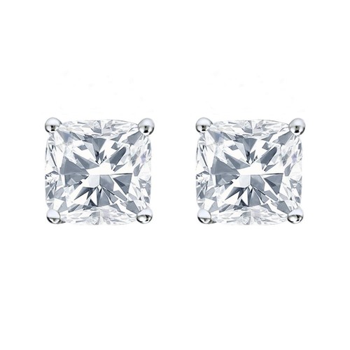 1 Ct Cushion Lab Created Grown Diamond Earrings 14K White Gold F/VS Martini Push - Picture 2 of 3