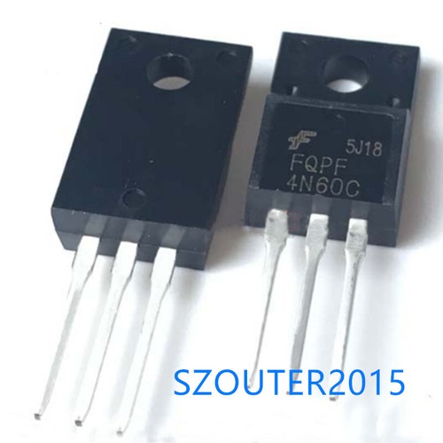 Reland Sun 10 Pezzi FQPF4N60C – Transistor MOSFET TO-220, 4N60C, 600V, 4A, Per Elettronica E Riparazioni