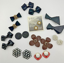 Vintage Shoe Clips Lot 11 Pairs Bows Lucite Patent Leather Velvet Rhinestone Etc