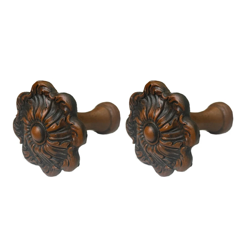 Soporte de amarre de madera (par)- Soporte de amarre marrón Modelo 4 - forma de flor - 3"x 4" Foto 2 de 2