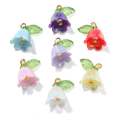 30x Lily of the Valley Charms Orchid Leaf Flower Pendants for DIY Jewelry Making