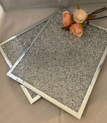 2er Set Tischsets aus geschliffenen Kristallen verspiegeltem Glas Diamant Tischsets quadratisch