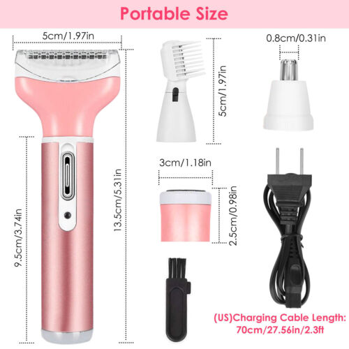 4 In 1 Electric Hair Trimmer Ear Nose Beard Eyebrow Shaver Rechargeable Unisex - Picture 3 of 22