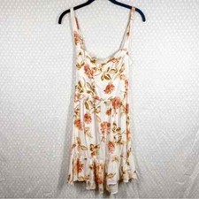 Auguste The Label Women Dress Sz 4 Cream Pink Floral Tie Open Back Mini Rayon
