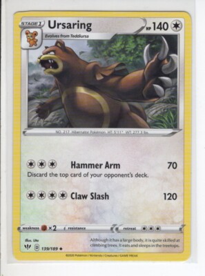 URSARING DARKNESS ABLAZE SET POKEMON CARD 139/189 VG | eBay