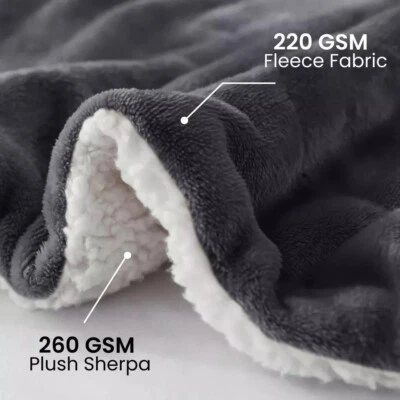 DREAMSCENE 480 GSM Luxury Heavy Sherpa Blanket Warm Faux Fur Mink Sofa Bed Fleece Throw UK