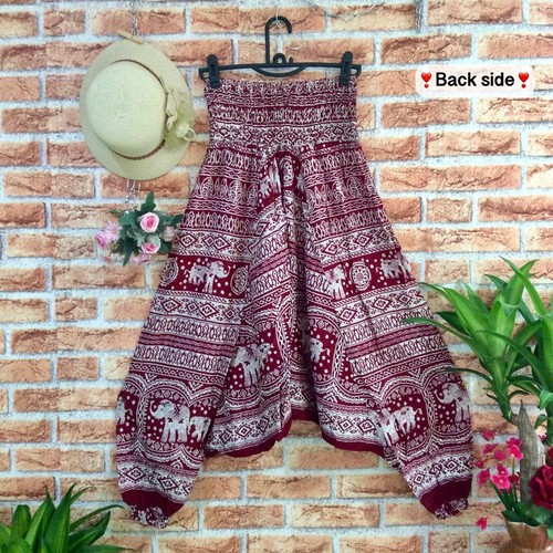 Freizeit entspannte Hose Overall Baggy Harem Yoga Drop Schritt Rayon Elefant Blumenmuster - Bild 3 von 8