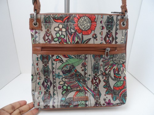 Sakroots Eule Umhängetasche Handtasche mehrfarbig und braun 11,25" x 11" x 1,75" - Bild 3 von 9