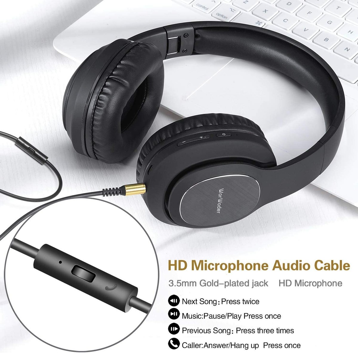 WorWoder Bluetooth Headphones Over Ear, [50 Hrs Playtime] Wireless