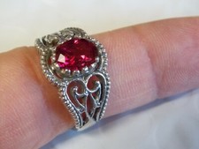 Red Lab Ruby Size 6.5 Ring 925 Sterling Silver Vintage Royal Style USA Made