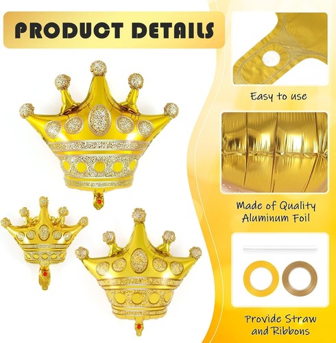 16" Foil Gold Baby letter balloons and princess crown balloon New 5 pcs. set New - Picture 6 of 8